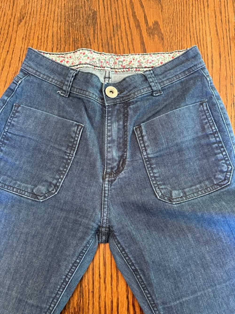 Flare Jeans Dark Wash Raw Hem Wide Leg Boho Women’s 6 MOB